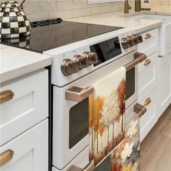 TAJWE Fall Kitchen Towels 18x26 Inch Set of 2 Maple Leaves Trees‎ Autumn Dish - Picture 6 of 7